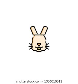Rabbbit icon, flat design line art thin style. Easter Day vector illustration