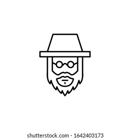 Rabbi  with  beard, Jew icon. Simple line, outline vector religion icons for ui and ux, website or mobile application
