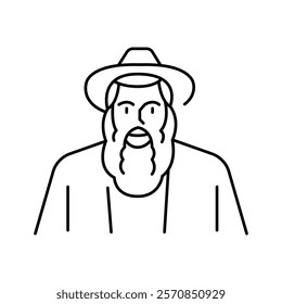 Rabbi color icon. Judaism religion.Sign for web page, mobile app, button, logo. Vector isolated button. Editable stroke.