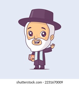 Rabbi cute cartoon character vector illustration chibbi style