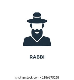 Rabbi icon. Black filled vector illustration. Rabbi symbol on white background. Can be used in web and mobile.