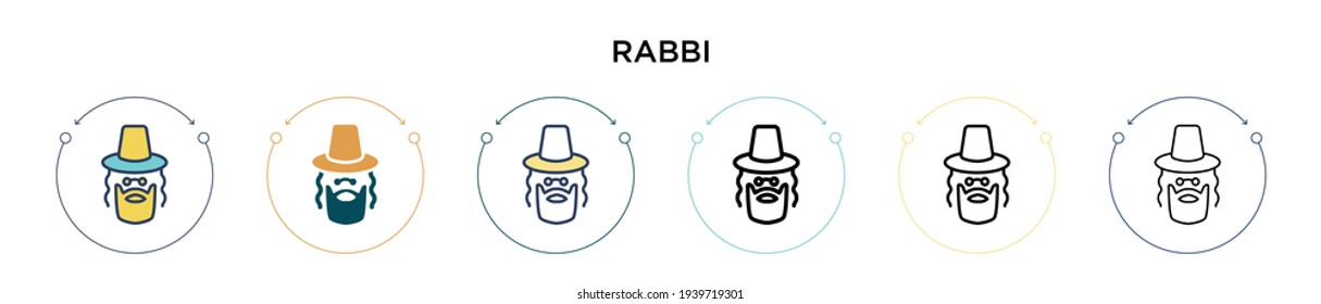Rabbi icon in filled, thin line, outline and stroke style. Vector illustration of two colored and black rabbi vector icons designs can be used for mobile, ui, web