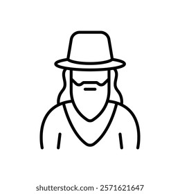 Rabbi icon in trendy design style. Icon of a Jew with a beard, and a hat. rabbi vector icon simple and modern flat symbol for website, mobile, logo, app. Vector illustration isolated on white.