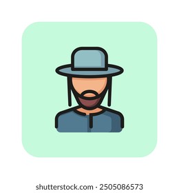 Rabbi line icon. Jew, Jewish costume, Jewish community. Israel concept. Vector illustration can be used for topics like Judaism, national culture, traditional costume