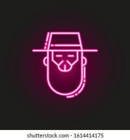 Rabbi neon style icon. Simple thin line, outline vector of judaism icons for ui and ux, website or mobile application