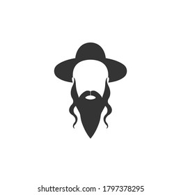 Rabbi silhouette vector on a white background