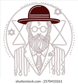 Rabbi with Traditional Symbols Illustration