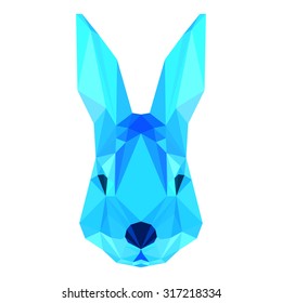 rabbit abstract cartoon portrait isolated blue nature wildlife graphic head icon