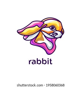 Rabbit  with abstract color style design vector