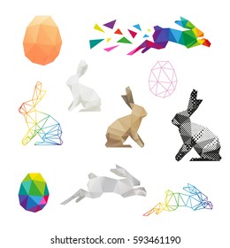 Rabbit abstract triangle Happy Easter. sketch design.Vector illustration. 
