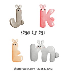 rabbit alphabet, bunny font. Vector illustration