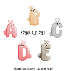 rabbit alphabet, bunny font. Vector illustration