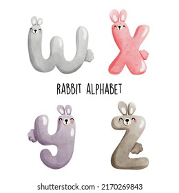 rabbit alphabet, bunny font. Vector illustration