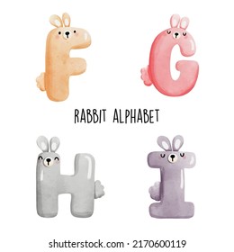 rabbit alphabet, bunny font. Vector illustration