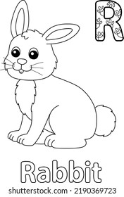 Rabbit Alphabet Dinosaur ABC Coloring Page