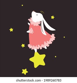 rabbit angel in the sky among the stars