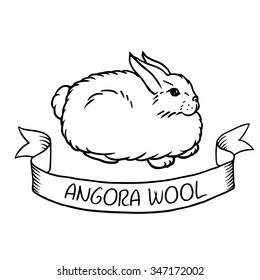 Rabbit Angora Wool Vector With Ribbon