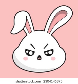 Rabbit Angry Face Bunny Head Kawaii Sticker