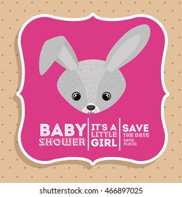 rabbit animal baby shower card icon vector illustration graphic