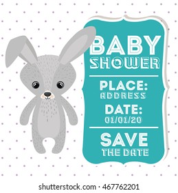 rabbit animal baby shower card icon vector illustration graphic