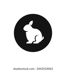 Icono de vector blanco y negro de animal de conejo