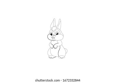 Rabbit Animal Cartoon Vector Outline Illustration