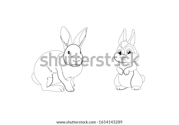 Rabbit Animal Cartoon Vector Outline Illustration Stock Vector (Royalty ...