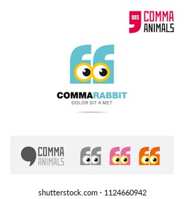 Rabbit animal concept icon set and modern brand identity logo template and app symbol based on comma sign