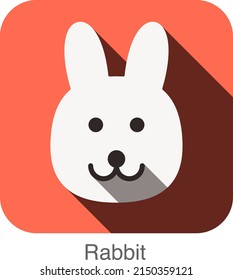 Icono plano de la cara animal conejo