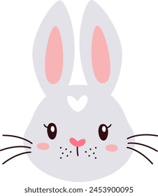 Rabbit Animal Face Vector Illustration