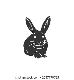 Rabbit Animal Icon Silhouette Illustration. Bunny Easter Vector Graphic Pictogram Symbol Clip Art. Doodle Sketch Black Sign.