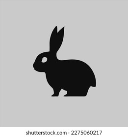 Rabbit animal illustration logo, rabbit silhouette isolated on white background
