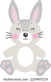 Vector aislado de conejo animal, conejo animal cutáneo, Clipart de granja, vector animal retrato, elemento animal bebé