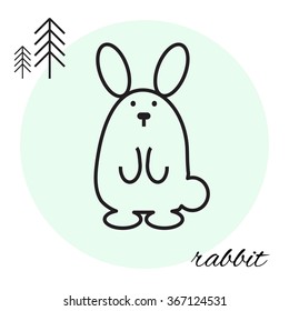 rabbit animal line icon in a sloppy style