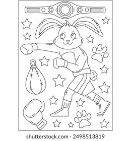 rabbit animal martial arts coloring book page for kids or grown adults creative coloring mindful relaxation activity