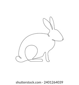Rabbit animal one line drawing art outline pro vector illustration and minimalistic 