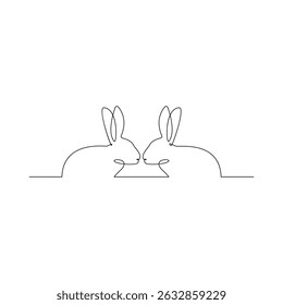 Rabbit animal one line drawing art outline pro vector illustration and minimalistic