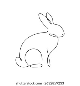 Rabbit animal one line drawing art outline pro vector illustration and minimalistic