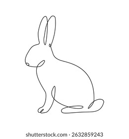 Rabbit animal one line drawing art outline pro vector illustration and minimalistic