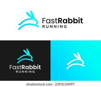 Kaninchentier läuft schnell und springt Logo-Design.

