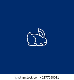 Rabbit animal symbol logo icon concept in isolated blue background vector illustration