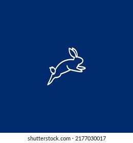 Rabbit animal symbol logo icon concept in isolated blue background vector illustration
