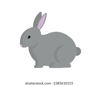 Rabbit animal, vector illustration Sitting. Side view. Flat illustration. 