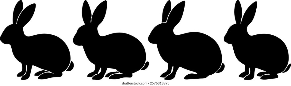 Rabbit animal vectors, Set of rabbit vector art, Animal vector illustration