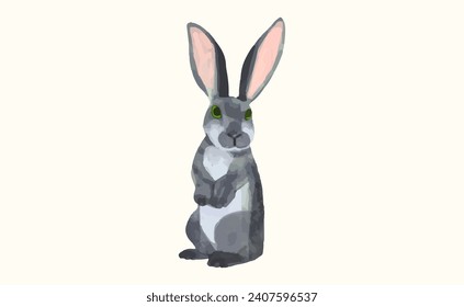 Rabbit, animal wildlife watercolor vector illustration.