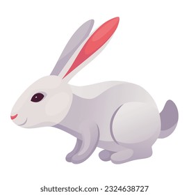 Rabbit animation icon. Bunny jump or running motion element for 2d game. Speed run hare animal, sprite sheet move. Vector illustration isolated on white background