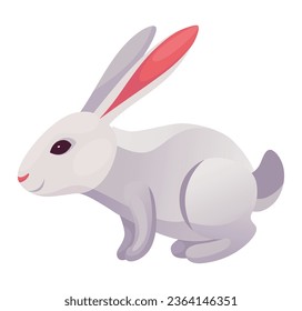 Rabbit animation icon. Bunny jump or running motion element for 2d game. Speed run hare animal, sprite sheet move. Vector illustration isolated on white background