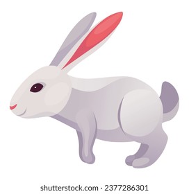 Rabbit animation icon. Bunny jump or running motion element for 2d game. Speed run hare animal, sprite sheet move. Vector illustration isolated on white background