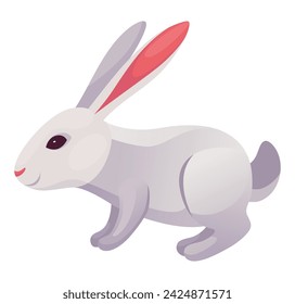 Rabbit animation icon. Bunny jump or running motion element for 2d game. Speed run hare animal, sprite sheet move. Vector illustration isolated on white background