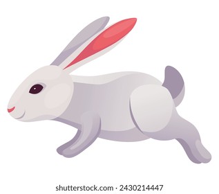 Rabbit animation icon. Bunny jump or running motion element for 2d game. Speed run hare animal, sprite sheet move. Vector illustration isolated on white background